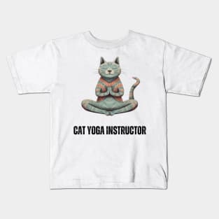 Cat Yoga Instructor - Funny Feline Yoga Design Kids T-Shirt